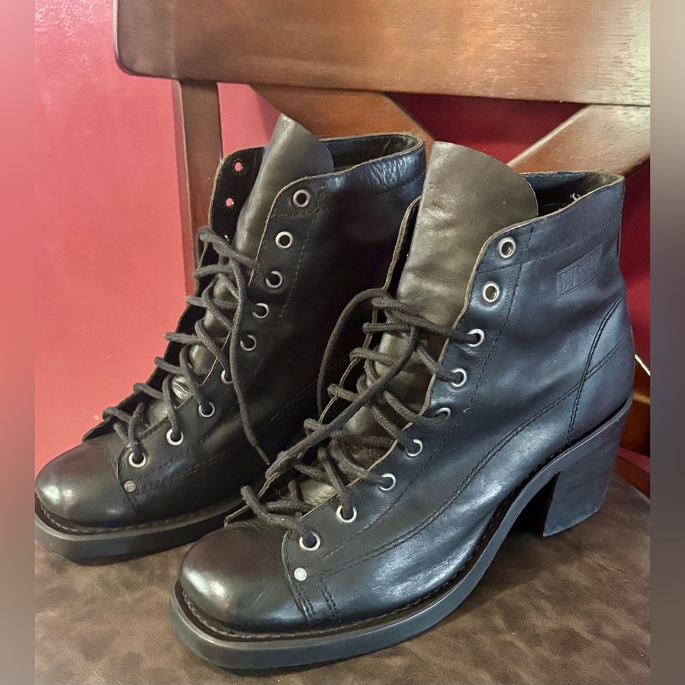 Durango Black Ankle Boots Lace Up Platform Leather Women size 10 - Picture 2 of 7